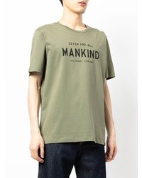 olivgrünes bedrucktes T-Shirt mit einem Rundhalsausschnitt von 7 For All Mankind