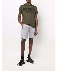 olivgrünes bedrucktes T-Shirt mit einem Rundhalsausschnitt von DSQUARED2