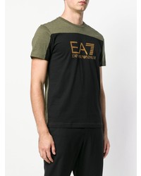 olivgrünes bedrucktes T-Shirt mit einem Rundhalsausschnitt von Ea7 Emporio Armani