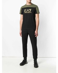 olivgrünes bedrucktes T-Shirt mit einem Rundhalsausschnitt von Ea7 Emporio Armani