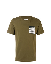 olivgrünes bedrucktes T-Shirt mit einem Rundhalsausschnitt von Maison Margiela
