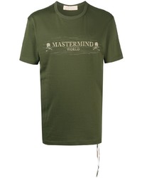 olivgrünes bedrucktes T-Shirt mit einem Rundhalsausschnitt von Mastermind Japan