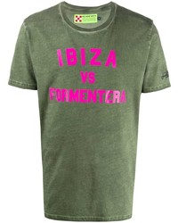 olivgrünes bedrucktes T-Shirt mit einem Rundhalsausschnitt von MC2 Saint Barth
