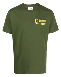 olivgrünes bedrucktes T-Shirt mit einem Rundhalsausschnitt von MC2 Saint Barth