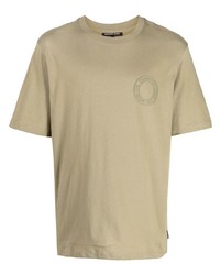 olivgrünes bedrucktes T-Shirt mit einem Rundhalsausschnitt von Michael Kors