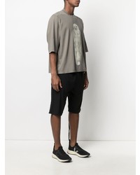 olivgrünes bedrucktes T-Shirt mit einem Rundhalsausschnitt von Rick Owens DRKSHDW