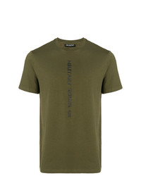 olivgrünes bedrucktes T-Shirt mit einem Rundhalsausschnitt von Neil Barrett