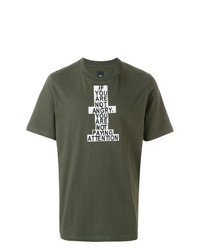 olivgrünes bedrucktes T-Shirt mit einem Rundhalsausschnitt von Oamc
