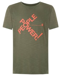 olivgrünes bedrucktes T-Shirt mit einem Rundhalsausschnitt von OSKLEN