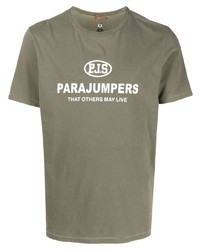 olivgrünes bedrucktes T-Shirt mit einem Rundhalsausschnitt von Parajumpers