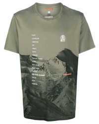 olivgrünes bedrucktes T-Shirt mit einem Rundhalsausschnitt von Parajumpers