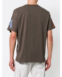 olivgrünes bedrucktes T-Shirt mit einem Rundhalsausschnitt von JW Anderson