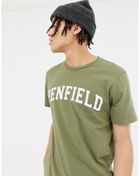 olivgrünes bedrucktes T-Shirt mit einem Rundhalsausschnitt von Penfield