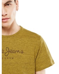 olivgrünes bedrucktes T-Shirt mit einem Rundhalsausschnitt von Pepe Jeans