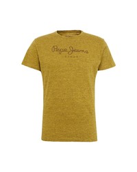olivgrünes bedrucktes T-Shirt mit einem Rundhalsausschnitt von Pepe Jeans