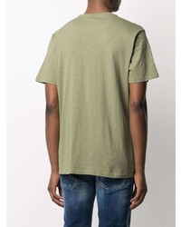 olivgrünes bedrucktes T-Shirt mit einem Rundhalsausschnitt von Barbour By Steve Mc Queen