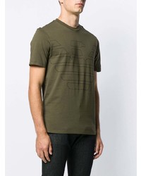 olivgrünes bedrucktes T-Shirt mit einem Rundhalsausschnitt von Emporio Armani