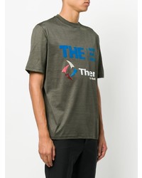 olivgrünes bedrucktes T-Shirt mit einem Rundhalsausschnitt von Lanvin
