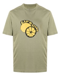 olivgrünes bedrucktes T-Shirt mit einem Rundhalsausschnitt von PS Paul Smith