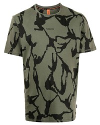 olivgrünes bedrucktes T-Shirt mit einem Rundhalsausschnitt von Raeburn