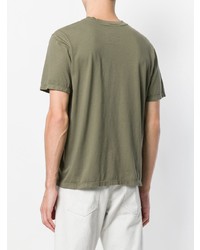 olivgrünes bedrucktes T-Shirt mit einem Rundhalsausschnitt von As65