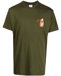 olivgrünes bedrucktes T-Shirt mit einem Rundhalsausschnitt von RIPNDIP