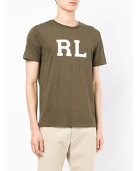 olivgrünes bedrucktes T-Shirt mit einem Rundhalsausschnitt von Polo Ralph Lauren