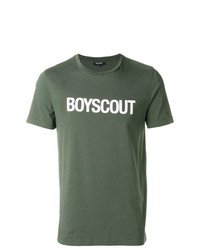 olivgrünes bedrucktes T-Shirt mit einem Rundhalsausschnitt von Ron Dorff