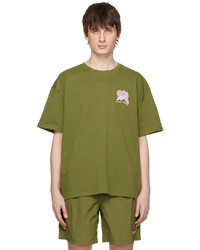 olivgrünes bedrucktes T-Shirt mit einem Rundhalsausschnitt von Saturdays Nyc