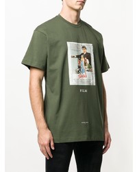 olivgrünes bedrucktes T-Shirt mit einem Rundhalsausschnitt von Ih Nom Uh Nit