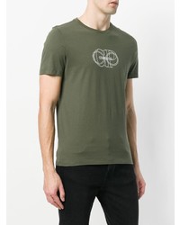 olivgrünes bedrucktes T-Shirt mit einem Rundhalsausschnitt von CP Company