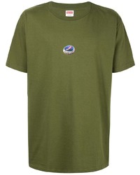 olivgrünes bedrucktes T-Shirt mit einem Rundhalsausschnitt von Supreme