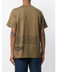 olivgrünes bedrucktes T-Shirt mit einem Rundhalsausschnitt von rag & bone