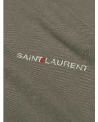 olivgrünes bedrucktes T-Shirt mit einem Rundhalsausschnitt von Saint Laurent