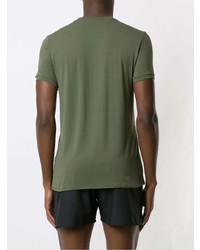 olivgrünes bedrucktes T-Shirt mit einem Rundhalsausschnitt von Track & Field