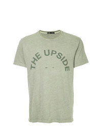 olivgrünes bedrucktes T-Shirt mit einem Rundhalsausschnitt von The Upside