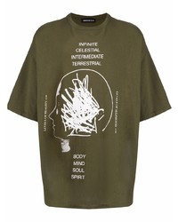 olivgrünes bedrucktes T-Shirt mit einem Rundhalsausschnitt von UNDERCOVE