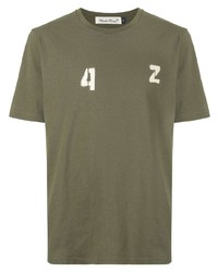 olivgrünes bedrucktes T-Shirt mit einem Rundhalsausschnitt von Undercover
