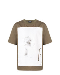 olivgrünes bedrucktes T-Shirt mit einem Rundhalsausschnitt von Upww