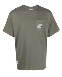 olivgrünes bedrucktes T-Shirt mit einem Rundhalsausschnitt von Vans