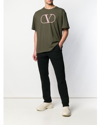 olivgrünes bedrucktes T-Shirt mit einem Rundhalsausschnitt von Valentino