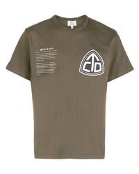 olivgrünes bedrucktes T-Shirt mit einem Rundhalsausschnitt von Woolrich