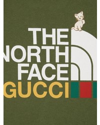 olivgrünes bedrucktes T-Shirt mit einem Rundhalsausschnitt von Gucci