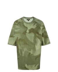 olivgrünes bedrucktes T-Shirt mit einem Rundhalsausschnitt von Yeezy