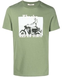 olivgrünes bedrucktes T-Shirt mit einem Rundhalsausschnitt von Zadig & Voltaire