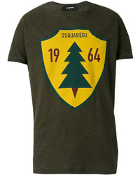 olivgrünes bedrucktes T-shirt von DSQUARED2