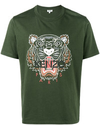 olivgrünes bedrucktes T-shirt von Kenzo