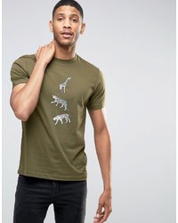 olivgrünes bedrucktes T-shirt von Paul Smith