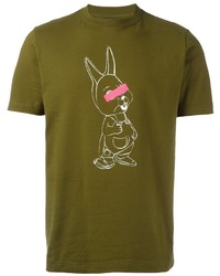 olivgrünes bedrucktes T-shirt von Paul Smith