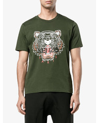 olivgrünes bedrucktes T-shirt von Kenzo